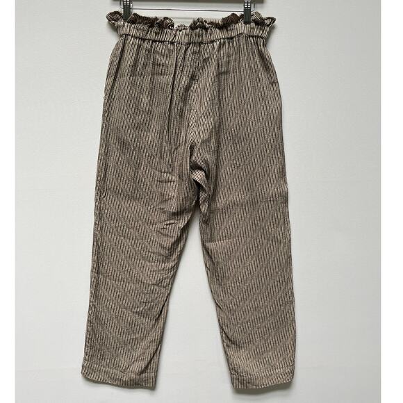 THE GREAT Linen Blend Paperbag Striped Straight Leg Pants Size 1 - Picture 3 of 8